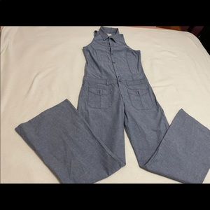 Diesel jean sleeveless jumpsuit with collar retro styled (size large)